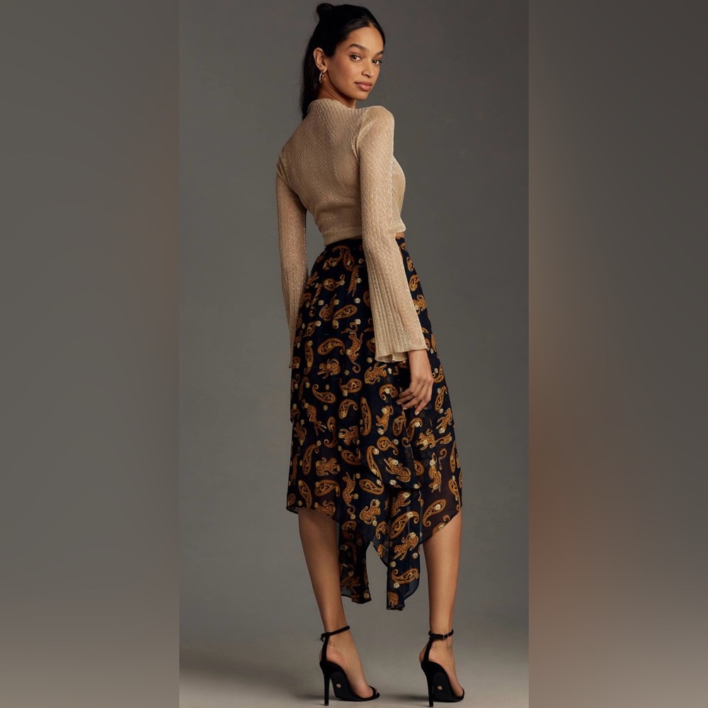 NWT Farm Rio Asymmetrical Tiered Midi Skirt Size M